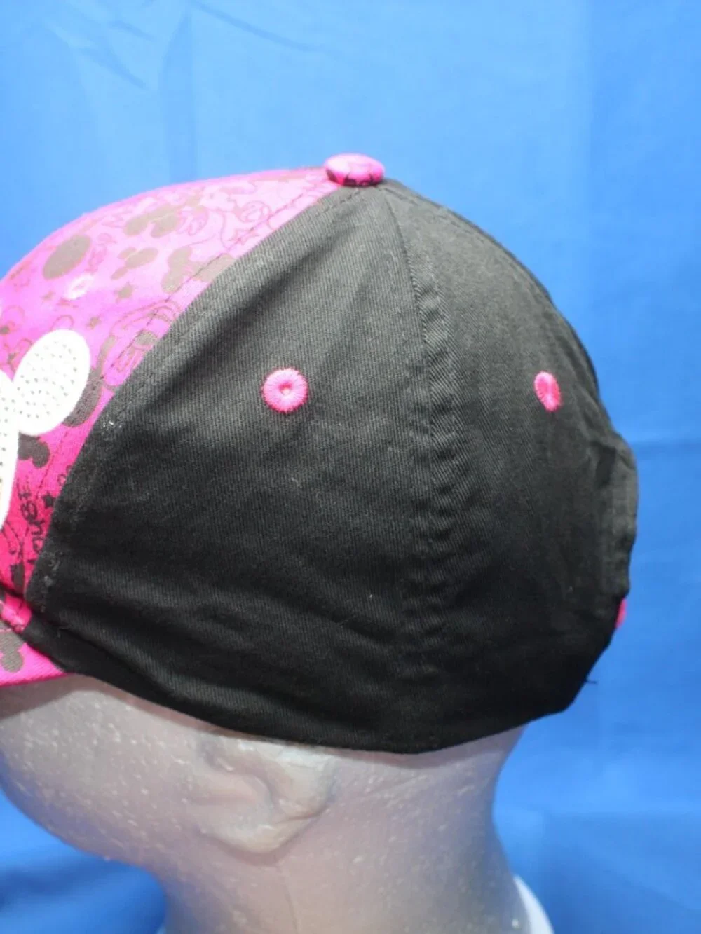 Disney Parks Mickey Mouse Hat Baseball Youth Size Strap Cap Black Pink Bling